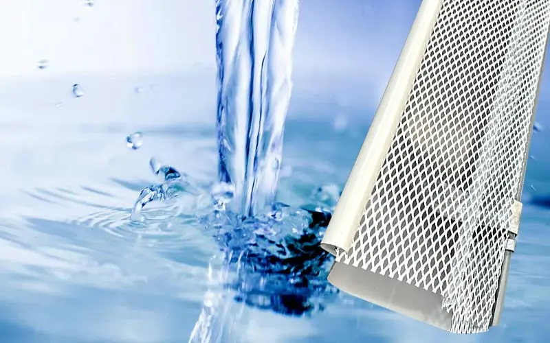Water splashing through mesh gutter guard for rainwater collection